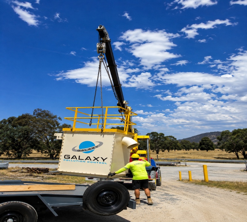 Galaxy Pollution Control team installing industrial pollution control equipment on site